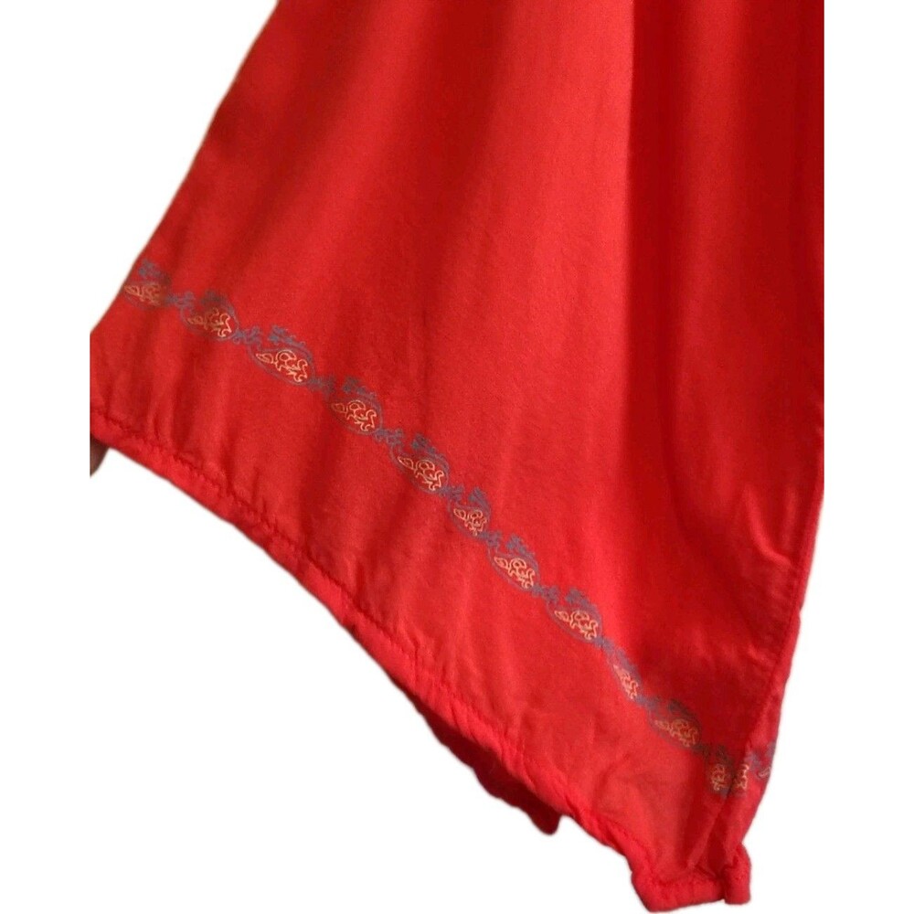 Live And Let Live Embroidered Boho Peasant Blouse Orange Red Size L - Picture 4 of 16